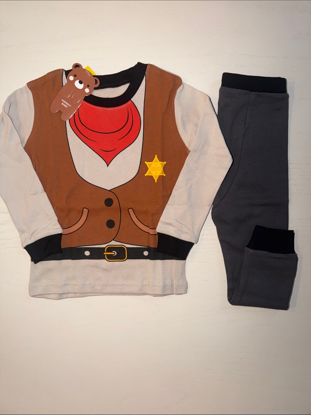 Kids Cowboy Sheriff Cotton Pajama Set 2T 3T 4-5 6-7